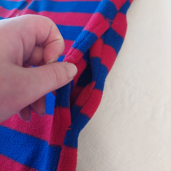 Nick And Nora Red Blue Striped Sock Monkey Footie One Piece Pajamas Unisex Sz S - Picture 8 of 13